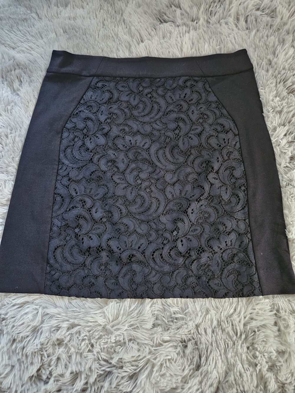 LOFT Black Lace-Panel Mini Skirt